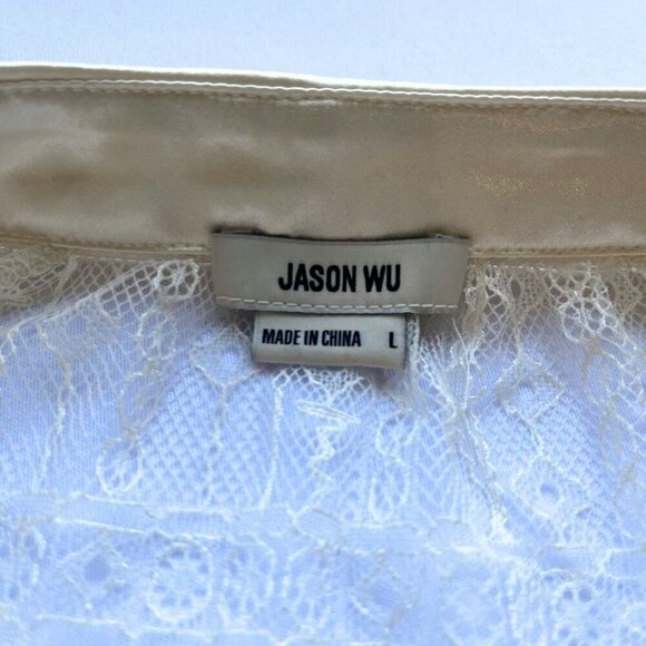 NWT JASON WU CREAM SEETHROUGH LACE SATIN BUTTON DOWN TUNIC - Picture 16 of 16